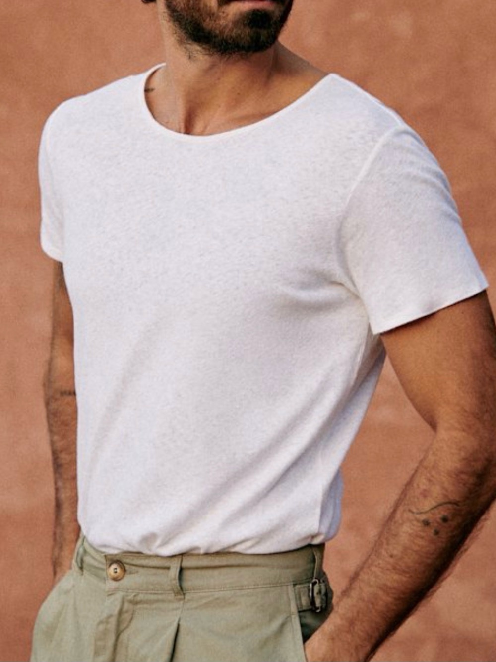 Sezane Martin Ecru Short Sleeve Crewneck Tee